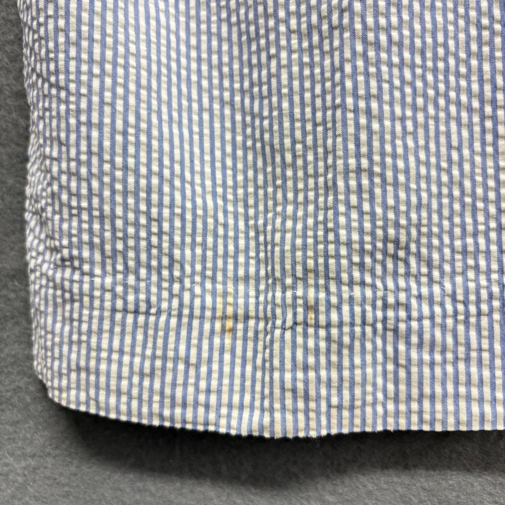 Polo Ralph Lauren Mens Blue White Striped Seersucker Pleated Pants 38x30 USA